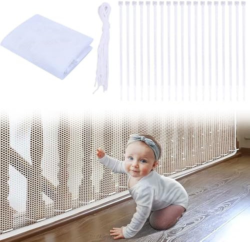 Kinder-Sicherheitsnetz, Balkon-Sicherheitsnetz, Treppenschutznetz, Balkon, Terrassen und Geländer, Treppennetz, Treppengeländer, Zaun, Schutznetz, für Treppen, Geländer, Balkone