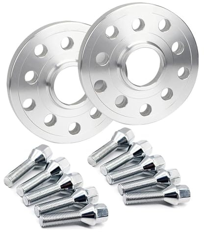 Nabenzentrische Spurverbreiterung Für VW Für Tucson 5 * 112/5 * 100 Geschmiedete Aluminium-Distanzscheiben Für Radnaben Radbolzen + M14*1,5 Radmutter 15 Mm Radabstandshalter(Silver ball bolt)