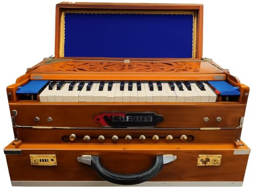 Indisches Original Professionelles 9 Stopper Tragbares Harmonium Mit Tasche Maßstabswechsler