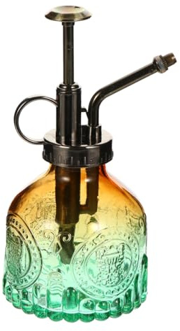 OSALADI Vaporisateur D'eau Vintage en Verre Relief, Petit Flacon Pulvérisateur D'arrosage Manuel, Capacité Suffisante, Dégradé Marron-vert, Réutilisable pour Plantes D'intérieur et Jardin