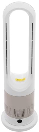1200W Ventilator ohne Flügel, Bladeless Ventilator, mit Heizfunktion, Turmventilator leise mit Fernbedienung, 80° Oszillation, 0-9H Timer, LED Display, für SchlafzimmerSchlafzimmer (Weiß+Roségold)