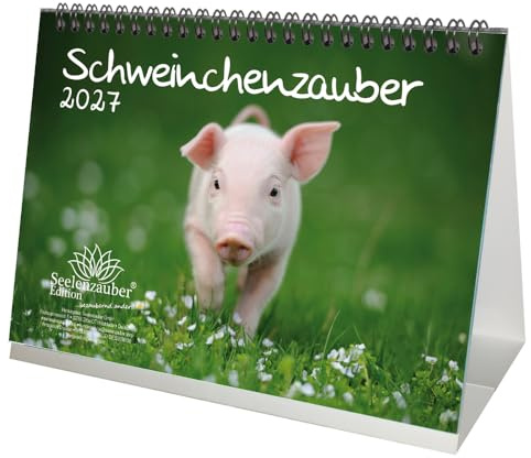 Schweinchenzauber DIN A5 Tischkalender für 2027 Schweine Schweinchen - Seelenzauber