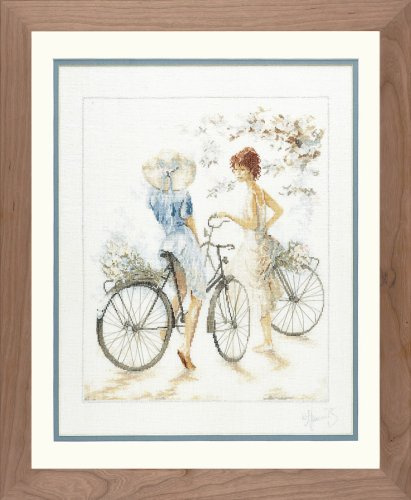 Girls on Bicycle cross stitch kit Lanarte