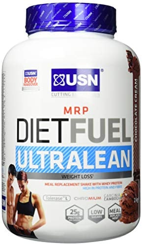 USN Diet Fuel Ultralean Meal Replacement Shake Powder (Chocolate, 2kg - 36 Servings/Meals) Tasty High Protein Shake To Feel Full For Longer, Weight Control Powder, Drink Mix With 25g Protein