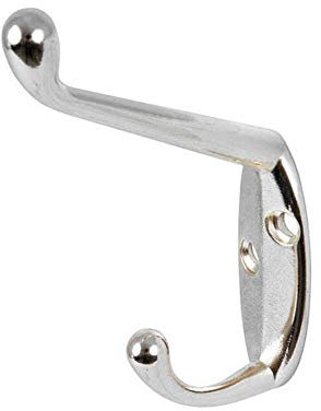 5 Pack of Chrome Double Hat and Coat Door Hooks Robe Dress Garment Hangers