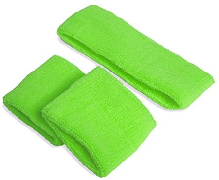 Krause & Sohn Stirnband und Pulswärmer neon (neongrün)