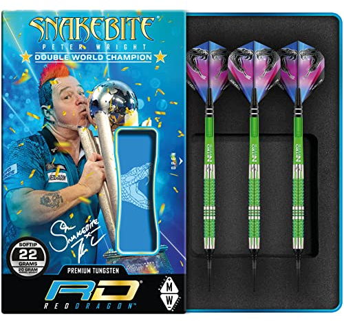 RED DRAGON Peter Wright Snakebite Mamba 2: 20g Fassgewicht, 22g Gesamtgewicht Softip Tungsten Darts mit Flights und Schäfte