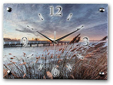 Kreative Feder Designer-Wanduhr aus Stein (Beton) mit flüsterleisem Funkuhrwerk - Morgensonne