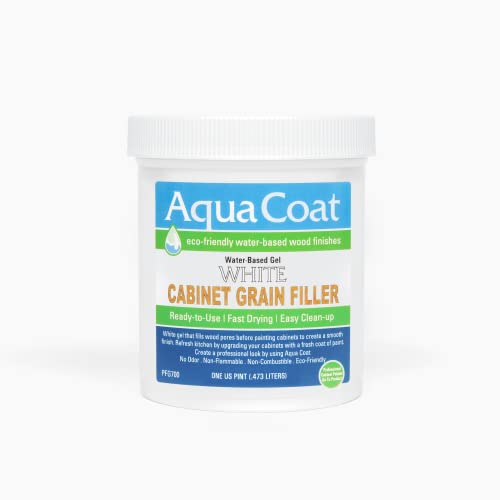 Aqua Coat Wasserbasiertes weißes Schrank-Holzmaserungs-Spachtelgel – schnell trocknend, geruchsarmer weißer Holzspachtel, schleifbar und lackierbar für Reparaturen im Innen- und Außenbereich, Upgrades