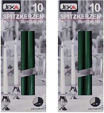 2er Pack Spitzkerzen dunkelgrün, ca. 22 x 240 mm (2 x 10 Stück)
