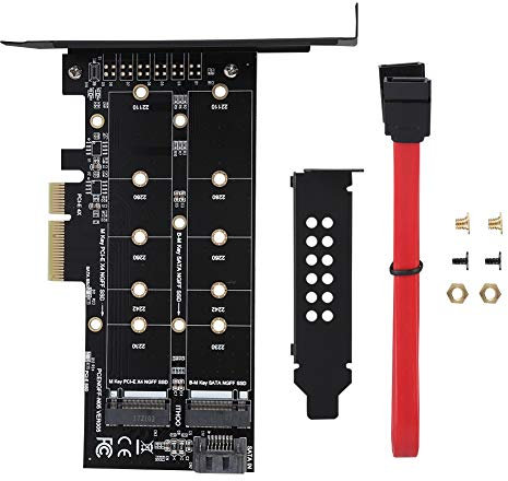 PCI-E 4X to M.2 Adapter Card PCI-E Riser Card B-key+M-key Expansion Dual Interface for NVMe SSD NGFF