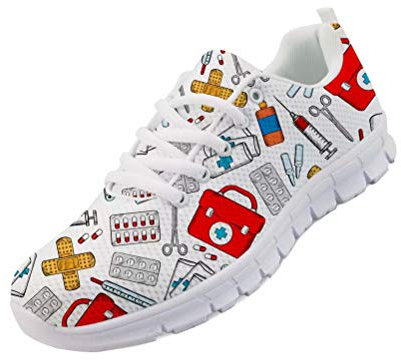 chaqlin Damen Herren Lace Up Outdoor Krankenschwester Flats Schuhe Freizeit Sneakers Leichter bequemer Trainer Größe UK6 = Eur38