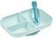 BÉABA, Set Repas Bébé, Avec Ventouse, Anti dérapant, Assiette Silicone Compartimentée + Cuillère, Sain et Durable, Compatible lave-vaisselle, Micro-onde, Congélateur, Facile d'entretien, Bleu