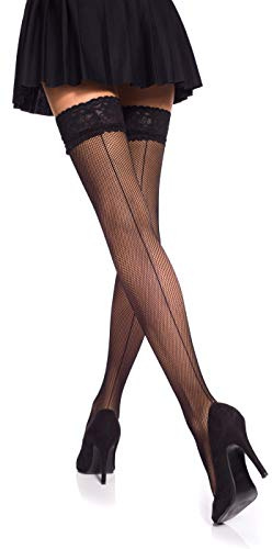 Romartex Fishnet Hold Up Stockings With Back Seam, 3 Colours, Sizes S-XL