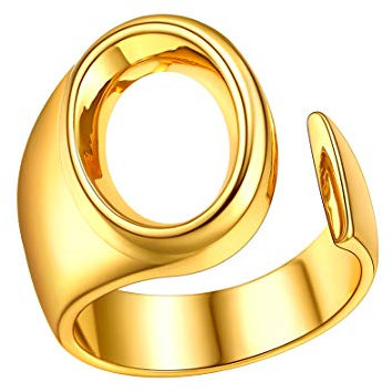 FindChic Buchstabe O Ring Offener Namensring gold Initial Alphabet Namensring Paarring für Valentinstag Weihnachten