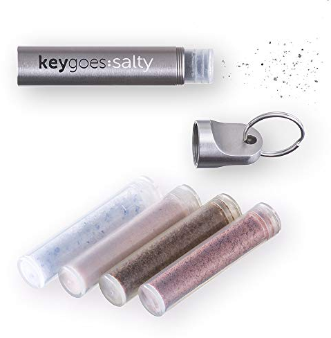 Keygoe:Salty Stainless Steel Keychain - Salt shaker | comes with five exclusive salt refills | uncomparable gadget | keyring