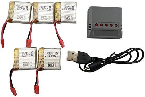 ZYGY 5pcs 3.7V 380mah Lithium Batterie mit 1pcs 5 in 1 Ladegerät für SYMA X21 X21W X26 D15 X100 RC Quadcopter Drone