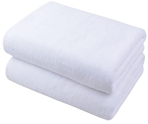 KinHwa Mikrofaser Badetuch groß XXL 76cmx152cm 2 Pack Badehandtücher Schnelltrocknend & Fusselfrei Badehandtuch Saunatücher Weich und Saugstark Duschtuch Weiß