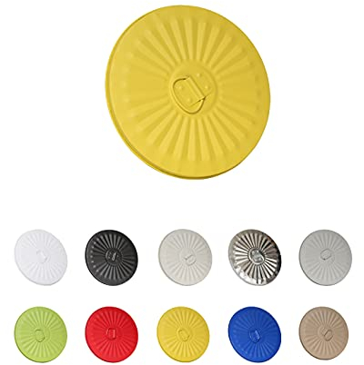 Jinfa® | Tapa para cubo de basura tamaño XL | Tapa metálica vintage con asa | Amarillo | 42 cm de diámetro | 62 litros