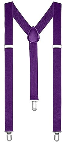 The Fancy Dress Herren-Hosenträger 3,5 cm – strapazierfähig, voll verstellbar, elastisch, für Hosen, Hochzeit, Freizeit, violett, 2.5 cm