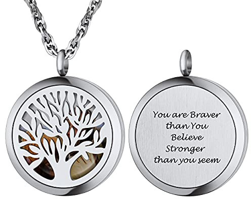 PROSTEEL Collier Homme Photo Personnalisé en Acier Inoxydable, Pendentif Médaillon Creux avec Motif Arbre de Vie