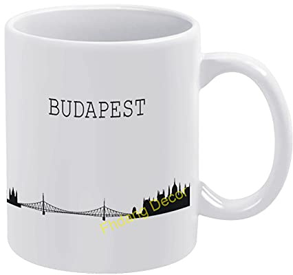 Skyline Budapest Kaffeetasse, weiß und schwarz, Stadt-Motiv, Geschenkidee, Teetasse, Erntedankfest, Reisetasse, Geschenk-Tasse, Weihnachten, 425 ml