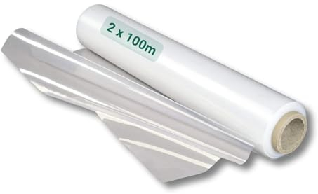 1 x Rolle Abdeckfolie/PE-Folie Malerfolie - Reißfeste Kunststofffolie/Allzweckfolie - Transparente Polyethylenfolie (2 m x 100 m, 40 My)