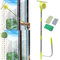 U Shaped Telescopic Window Squeegee Cleaner High Rise, Adjustable Sponge Head and Squeegees, Window Glass Cleaning Tools for Indoor Outdoor Window, 1.4m Extendable Steel Pole