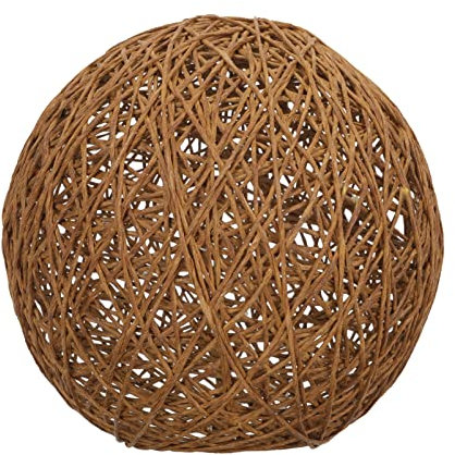 Uonlytech Kugellampe Rustikal Gewebt Pendelleuchte Schattenpapier Rattan Weave Ball Retro K?fig Kronleuchter Cover Light Shell Guard Für Schlafzimmer Hotel Restaurant 15Cm Dunkler