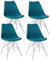SAMPUR - lot 4 Chaise Épura de Salle à Manger | Chaise de Bureau et de Salon Design Rétro Scandinave avec Coussin Intégré | Chaise de Salle d'Attente Rembourrée avec Pieds en Acier - Bleu Canard