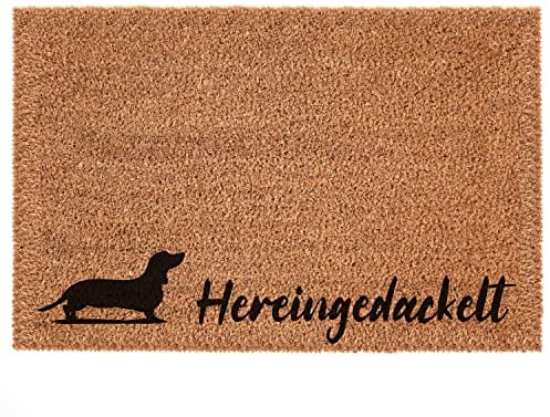 Interluxe Kokos Türmatte - Hereingedackelt - Fußmatte Hundemotiv als tolles Geschenk für Hundebesitzer*innen (50 x 70 cm)