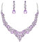 Ever Faith Wedding Bridal Crystal Teardrop Cluster Statement Necklace Dangle Earrings Jewellery Set for Women Lavender Purple