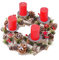 Adventskranz HWC-H50AM, Weihnachtsdeko Adventsgesteck Weihnachtsgesteck, Holz rund Ø 33cm - inkl. 4X Kerzen rot