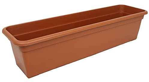 MePla Bacs à Fleurs Balcon Standard Longueur 100 CM, Largeur 16,7 CM, Terra, Résistant aux Intempéries De Résistant Aux UV Plastique