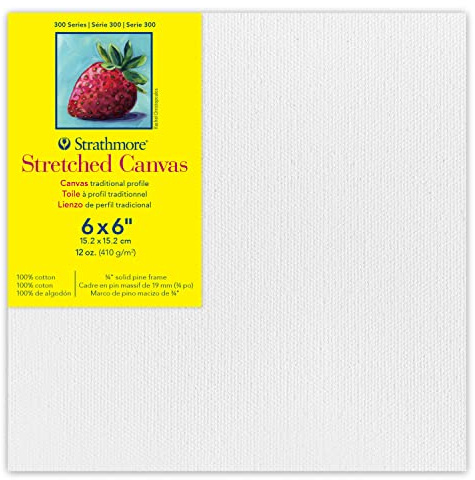 Strathmore 300 Series Stretched Canvas, Traditional Profile, 6x6 inches - Artist Canvas for Oil, Acrylic, Pouring & Mixed Media - 100% Cotton, Triple Primed