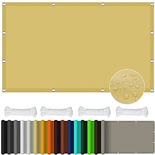 Sonnensegel Sonnenschutz 1 x 2.6 m, Segeltuch Pergola 98% UV Schutz Wasserdicht 98% Uv Schutz für Außenbereiche wie Garten und Balkone,Terrasse, Creme Farben