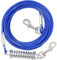 Upgraded Blue Dog Tie Out Cable Leash with Spring, 360° Swivel Hooks, Steel Wire Dog Cable for Yard, Durable Clips (3m)