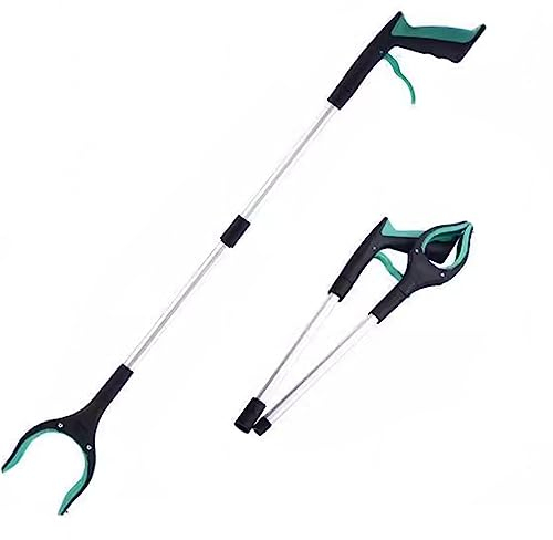 AMNOOL Agarrador de Alcance Extralargo de 32 Pulgadas - Pinza Plegable y Herramienta de Alcance con Mordaza Giratoria - Agarradores de Garra de Basura Ligeros para Ancianos,Green