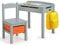 GYMAX Kids Desk and Chair Set, Wooden Children Activity Table with Chair, Storage Space & Lift-up Tabletop, Toddler Study Desk Set for Boys Girls (Grey)