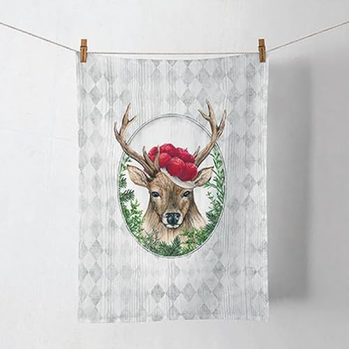Ambiente Geschirrtuch Küchentuch Kitchen Towel 50x70cm 100% Baumwolle Deer in Frame Landhaus Hirsch Schwarzwald