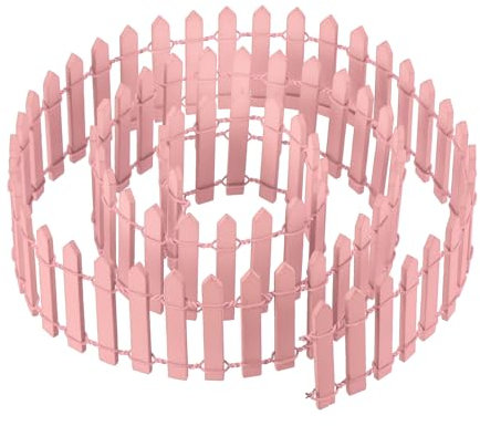 PATIKIL 39 L x 2 H Miniature Fairy Garden Fence, Mini Ornament Wood Picket Fence for DIY Dollhouse Garden, Pink