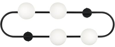 Wandleuchte Metall schwarz Glasschirm weiß Kugelform 4-flammig modern Yango