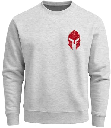 Neverless® Sweatshirt Herren Logo Print Sparta-Helm Spartaner Gladiator Krieger Warrior Rundhals-Pullover Fashion Streetwear
