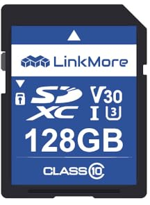 LinkMore 128GB SD Card Camera, SDXC Card XV13, UHS-I, U3, V30, Class 10, Camera Memory Card, Read Speed Up to 98MB/s, Write Up to 75MB/s SD Memory Card