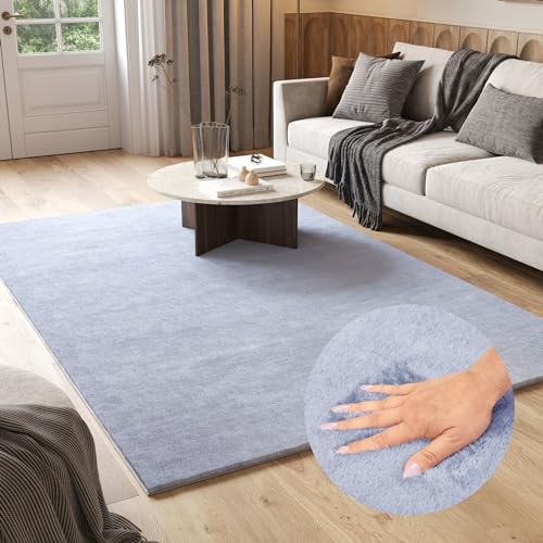 TAPISO Cuddle Teppich Hochflor Langflor Grau Hellgrau Shaggy Einfarbig rutschfest Waschbar Wohnzimmer Schlafzimmer Kinderzimmer ÖKOTEX 180 x 250 cm