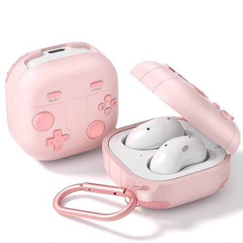 GIOPUEY Cover Compatibile con Samsung Galaxy Buds FE/2Pro/Live, Carino Divertente Cartone Animato TPU Silicone Custodia, Protettiva Case Cover con Gancio Portachiavi per Uomini Donne - Pink