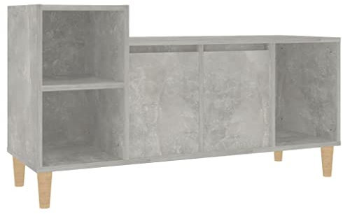 QZZCED Mueble de TV para TV, mueble de TV, color gris hormigón, 100 x 35 x 55 cm, material de madera para salón, dormitorio, dispositivo de entretenimiento