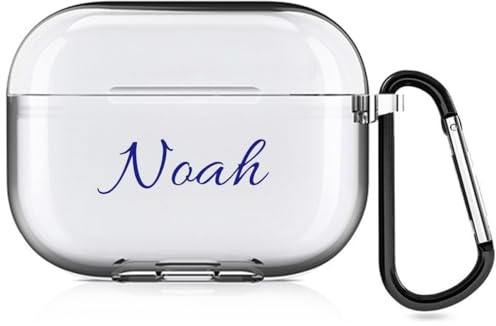 Individuelles Namensetui kompatibel mit Apple AirPods Pro, personalisiertes Softcover mit Handschriftstil (Klar)