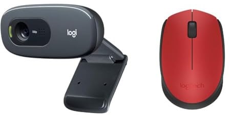 Logitech C270 HD Webcam, HD 720p/30fps, Widescreen HD Video Calling & M171 Wireless Mouse for PC, Mac, Laptop, 2.4 GHz with USB Mini Receiver