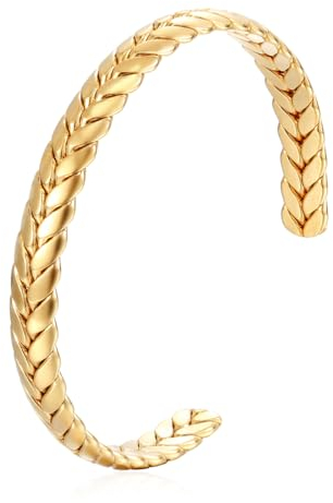 NTRUXZP Armreif Armband Paare 18K vergoldet Edelstahl Oval Verstellbar Offen Maschette Pärchen Armband, Glatt Poliert für Herren Damen gold